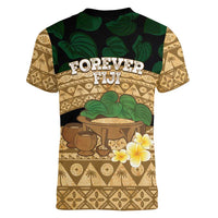 Bula Fiji Kava Bowl Women V-Neck T-Shirt Fijian Tapa Cloth Vintage Vibe
