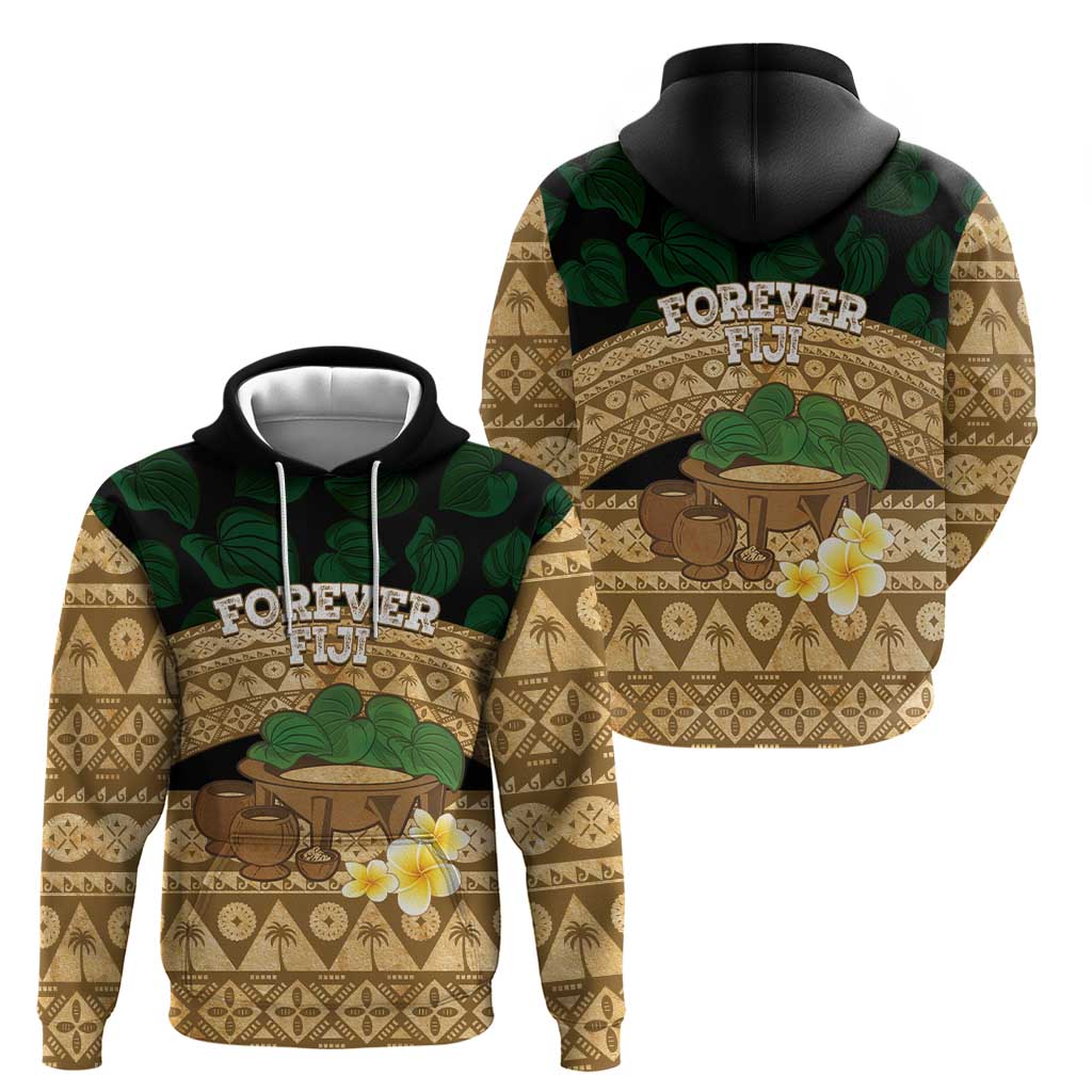 Bula Fiji Kava Bowl Zip Hoodie Fijian Tapa Cloth Vintage Vibe