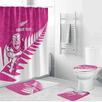 New Zealand Silver Fern Rugby Custom Bathroom Set Go All Black Maori Pink Version - Polynesian Pride