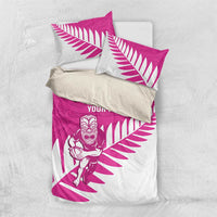 New Zealand Silver Fern Rugby Custom Bedding Set Go All Black Maori Pink Version
