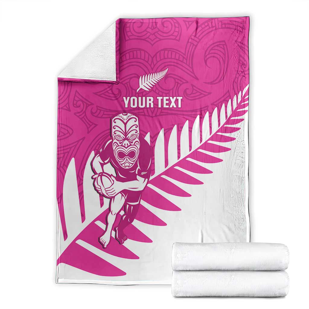 New Zealand Silver Fern Rugby Custom Blanket Go All Black Maori Pink Version