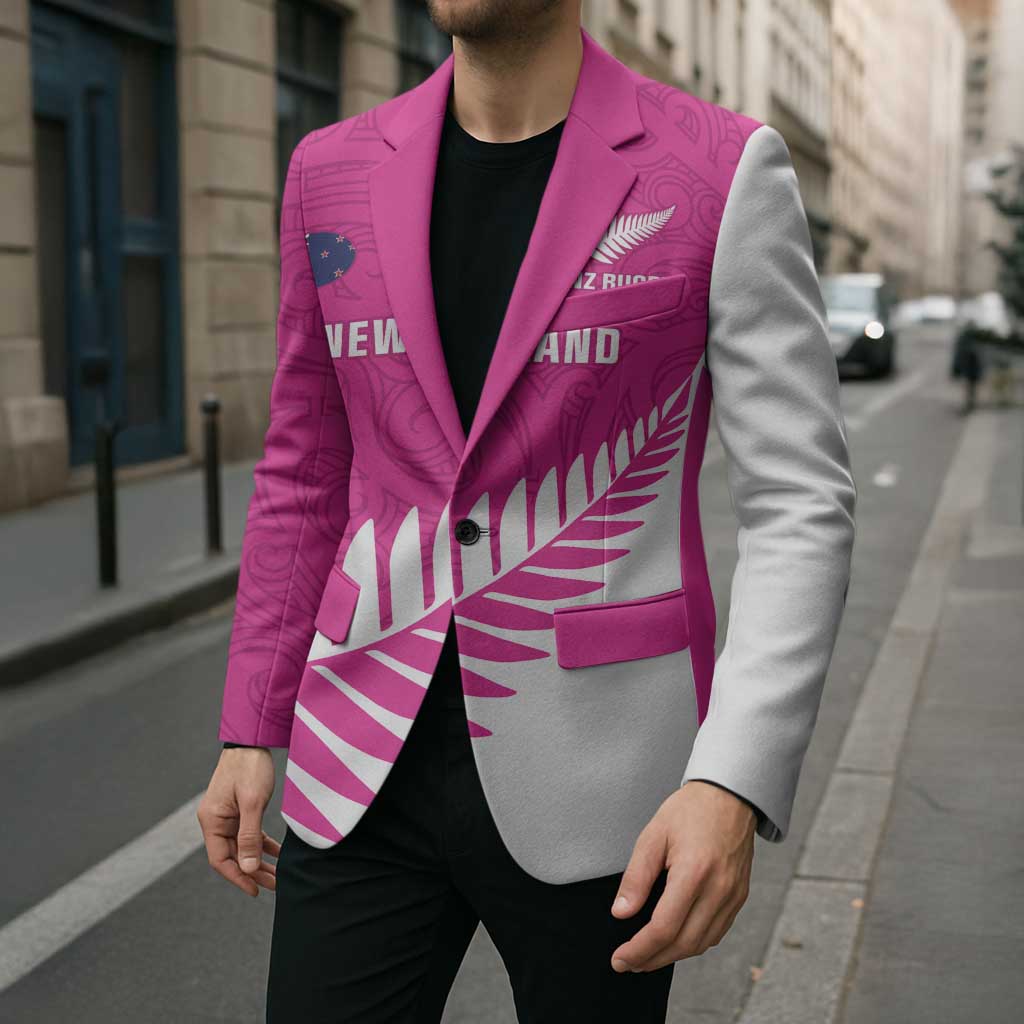 New Zealand Silver Fern Rugby Custom Blazer Go All Black Maori Pink Version - Polynesian Pride