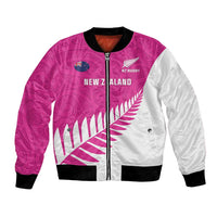 New Zealand Silver Fern Rugby Custom Bomber Jacket Go All Black Maori Pink Version