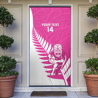 New Zealand Silver Fern Rugby Custom Door Cover Go All Black Maori Pink Version - Polynesian Pride