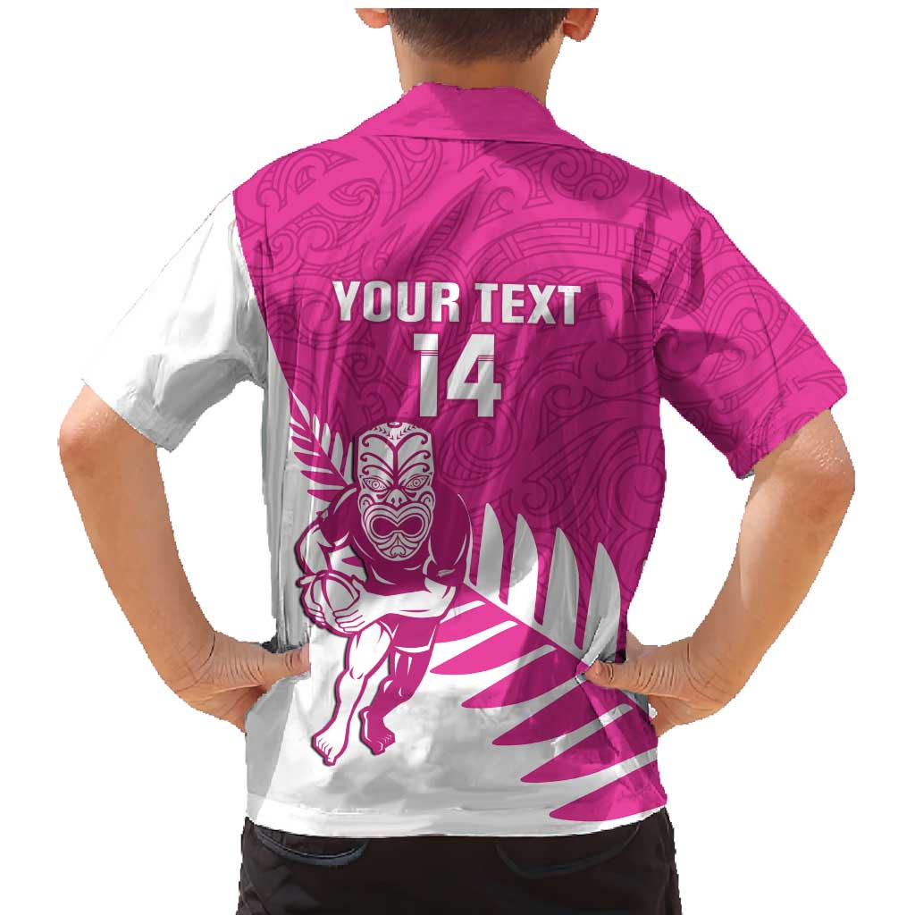 New Zealand Silver Fern Rugby Custom Family Matching Mermaid Dress and Hawaiian Shirt Go All Black Maori Pink Version