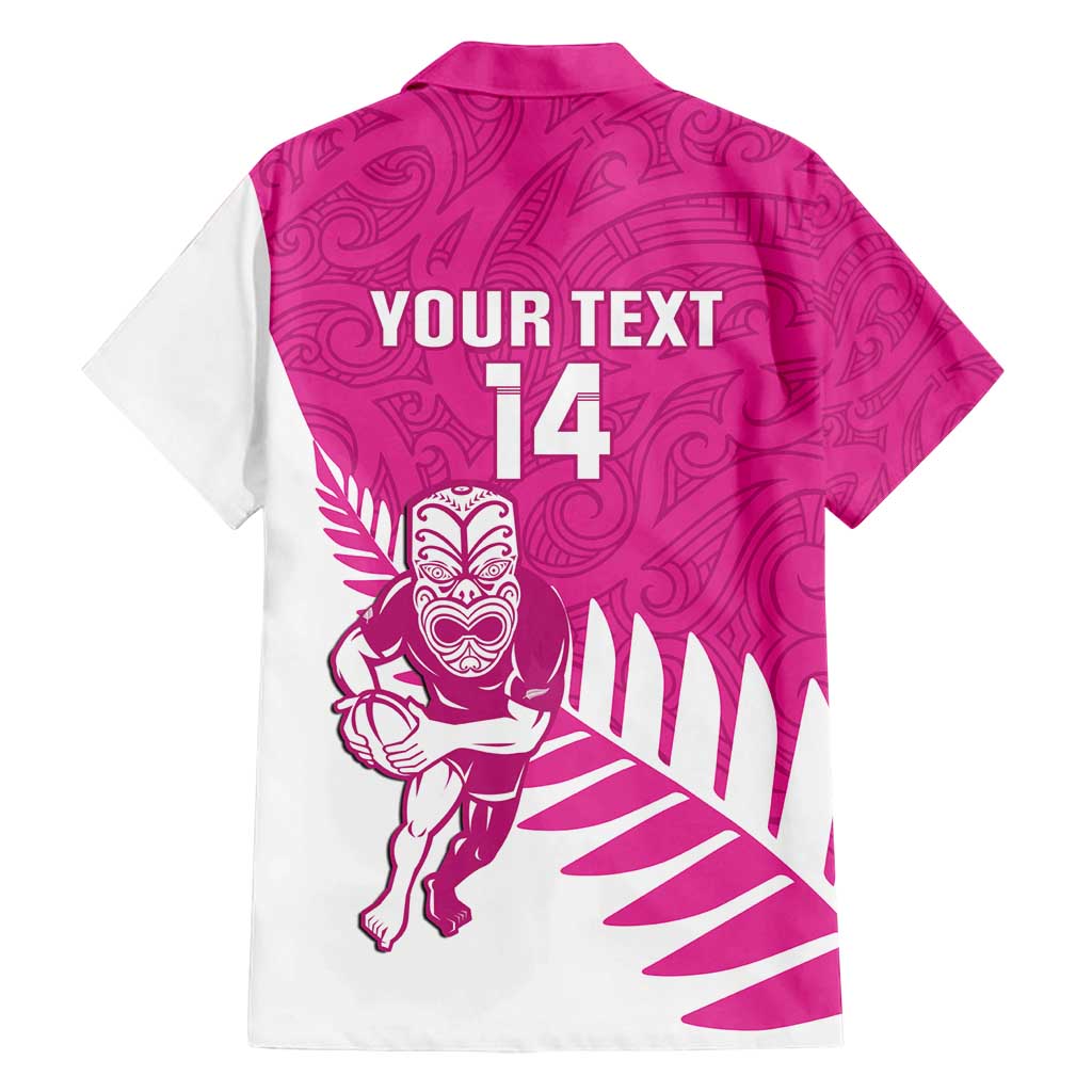 New Zealand Silver Fern Rugby Custom Family Matching Puletasi and Hawaiian Shirt Go All Black Maori Pink Version