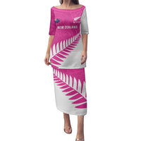 New Zealand Silver Fern Rugby Custom Family Matching Puletasi and Hawaiian Shirt Go All Black Maori Pink Version