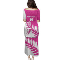 New Zealand Silver Fern Rugby Custom Family Matching Puletasi and Hawaiian Shirt Go All Black Maori Pink Version