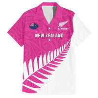 New Zealand Silver Fern Rugby Custom Family Matching Tank Maxi Dress and Hawaiian Shirt Go All Black Maori Pink Version
