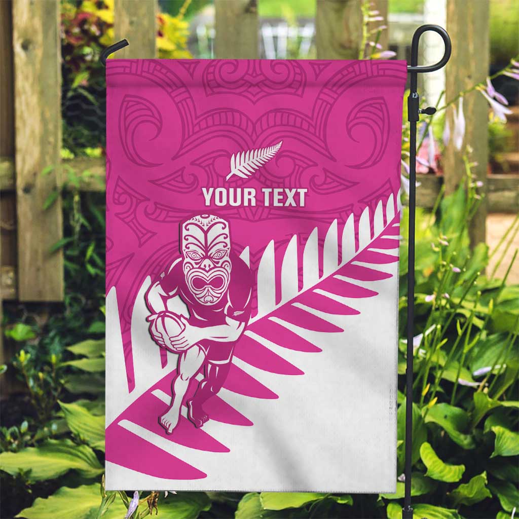 New Zealand Silver Fern Rugby Custom Garden Flag Go All Black Maori Pink Version