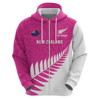 New Zealand Silver Fern Rugby Custom Hoodie Go All Black Maori Pink Version