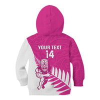 New Zealand Silver Fern Rugby Custom Kid Hoodie Go All Black Maori Pink Version