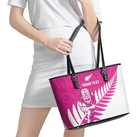New Zealand Silver Fern Rugby Custom Leather Tote Bag Go All Black Maori Pink Version