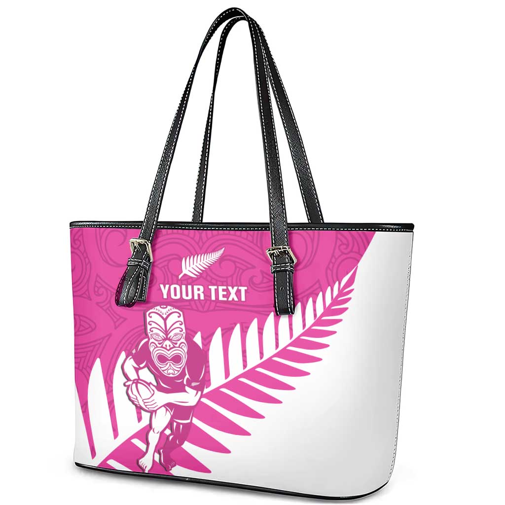 New Zealand Silver Fern Rugby Custom Leather Tote Bag Go All Black Maori Pink Version