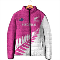 New Zealand Silver Fern Rugby Custom Padded Jacket Go All Black Maori Pink Version - Polynesian Pride
