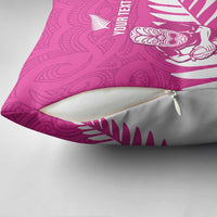 New Zealand Silver Fern Rugby Custom Pillow Cover Go All Black Maori Pink Version - Polynesian Pride