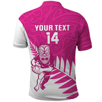 New Zealand Silver Fern Rugby Custom Polo Shirt Go All Black Maori Pink Version
