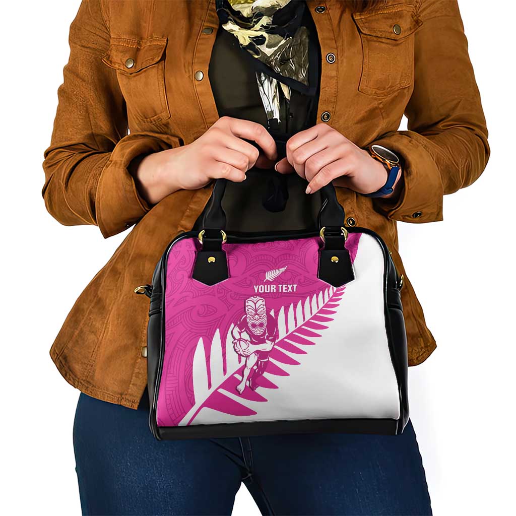 New Zealand Silver Fern Rugby Custom Shoulder Handbag Go All Black Maori Pink Version