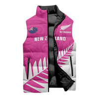 New Zealand Silver Fern Rugby Custom Sleeveless Puffer Jacket Go All Black Maori Pink Version - Polynesian Pride