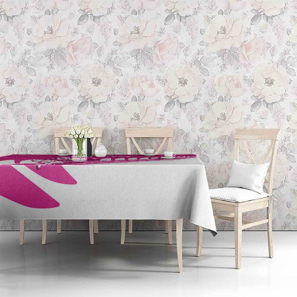 New Zealand Silver Fern Rugby Custom Tablecloth Go All Black Maori Pink Version