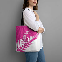 New Zealand Silver Fern Rugby Custom Tote Bag Go All Black Maori Pink Version - Polynesian Pride