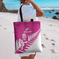 New Zealand Silver Fern Rugby Custom Tote Bag Go All Black Maori Pink Version - Polynesian Pride