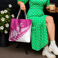 New Zealand Silver Fern Rugby Custom Tote Bag Go All Black Maori Pink Version - Polynesian Pride