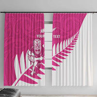 New Zealand Silver Fern Rugby Custom Window Curtain Go All Black Maori Pink Version