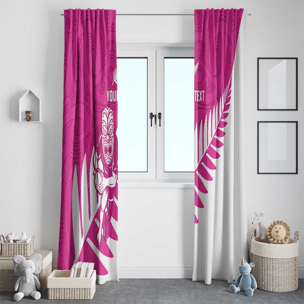 New Zealand Silver Fern Rugby Custom Window Curtain Go All Black Maori Pink Version