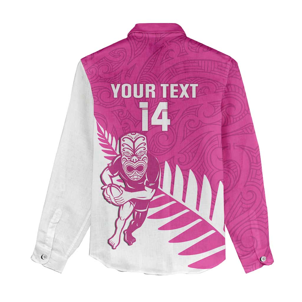 New Zealand Silver Fern Rugby Custom Women Casual Shirt Go All Black Maori Pink Version