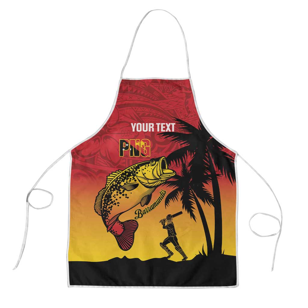 Custom Papua New Guinea Cricket Apron PNG Barramundis LT14 Red - Polynesian Pride