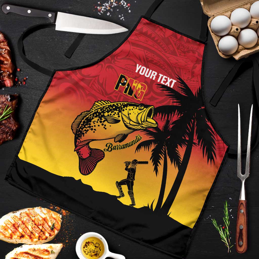 Custom Papua New Guinea Cricket Apron PNG Barramundis LT14 Red - Polynesian Pride
