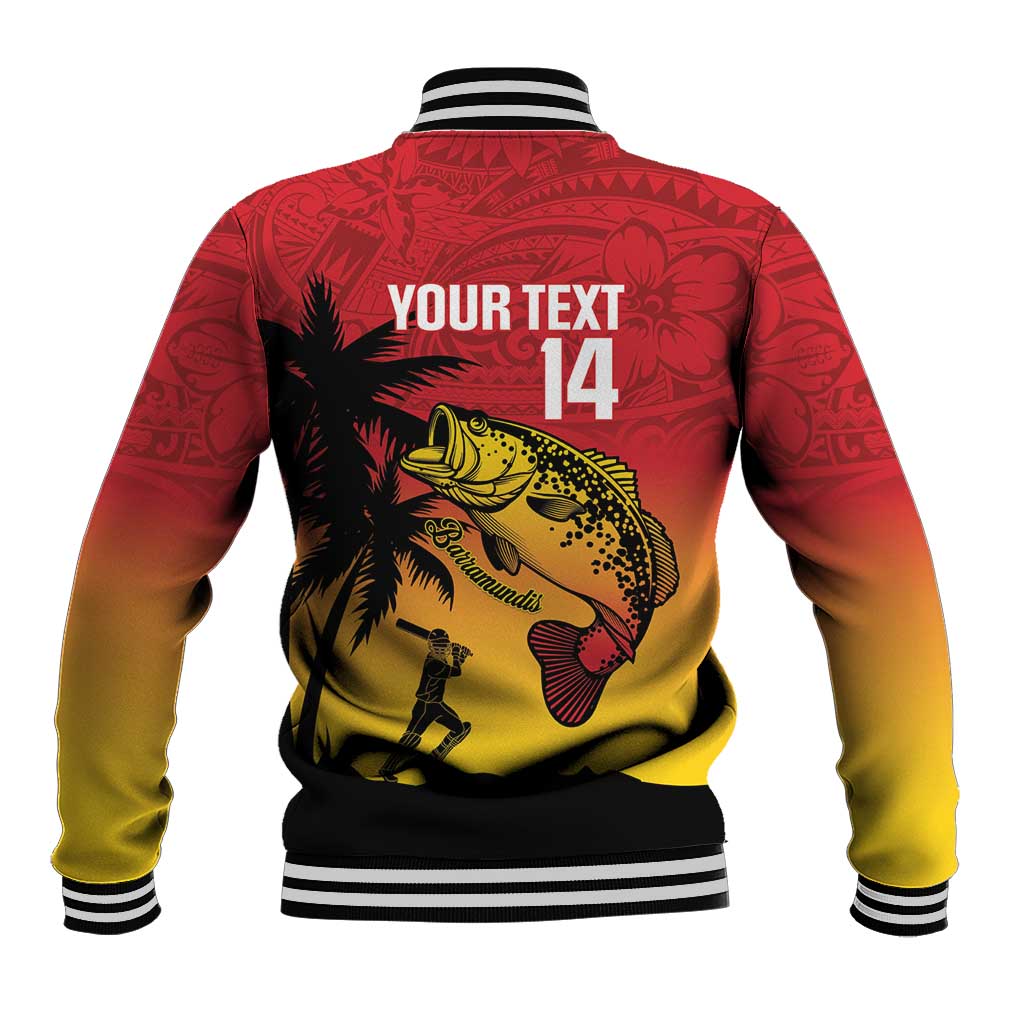 Custom Papua New Guinea Cricket Baseball Jacket PNG Barramundis - Polynesian Pride