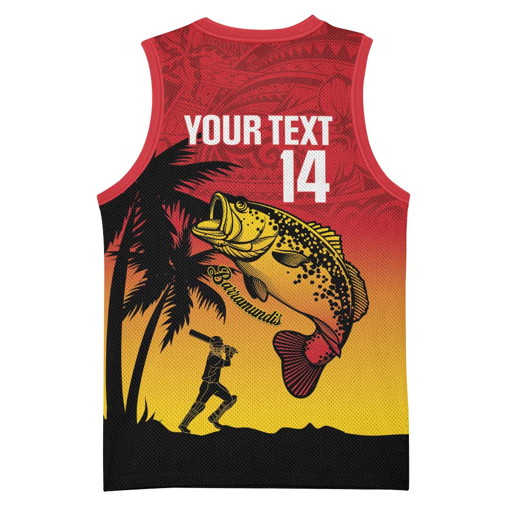 Custom Papua New Guinea Cricket Basketball Jersey PNG Barramundis LT14 - Polynesian Pride