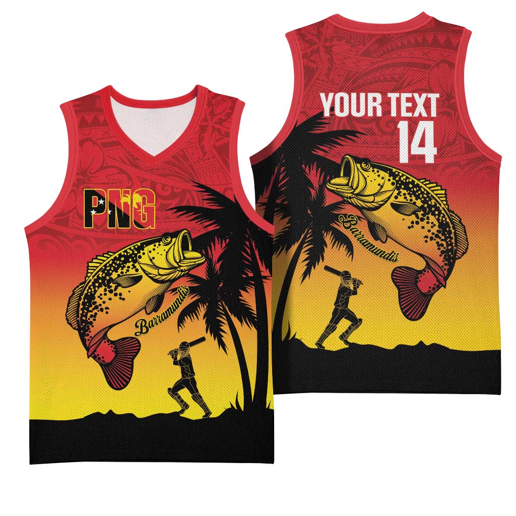 Custom Papua New Guinea Cricket Basketball Jersey PNG Barramundis LT14 - Polynesian Pride