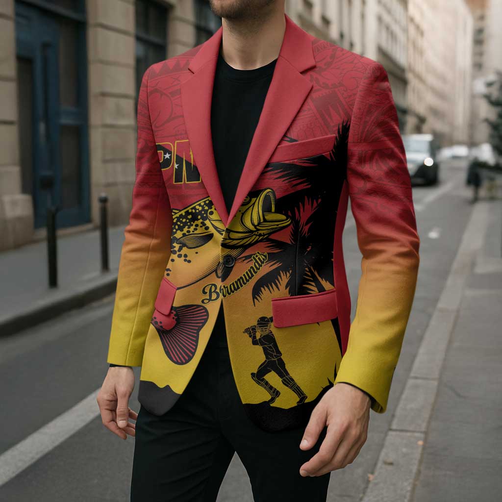 Custom Papua New Guinea Cricket Blazer PNG Barramundis - Polynesian Pride
