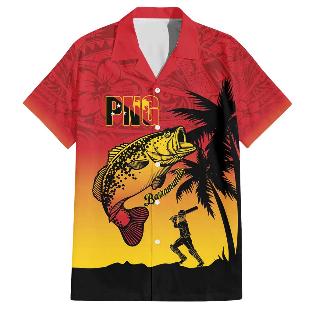 Custom Papua New Guinea Cricket Family Matching Long Sleeve Bodycon Dress and Hawaiian Shirt PNG Barramundis - Polynesian Pride