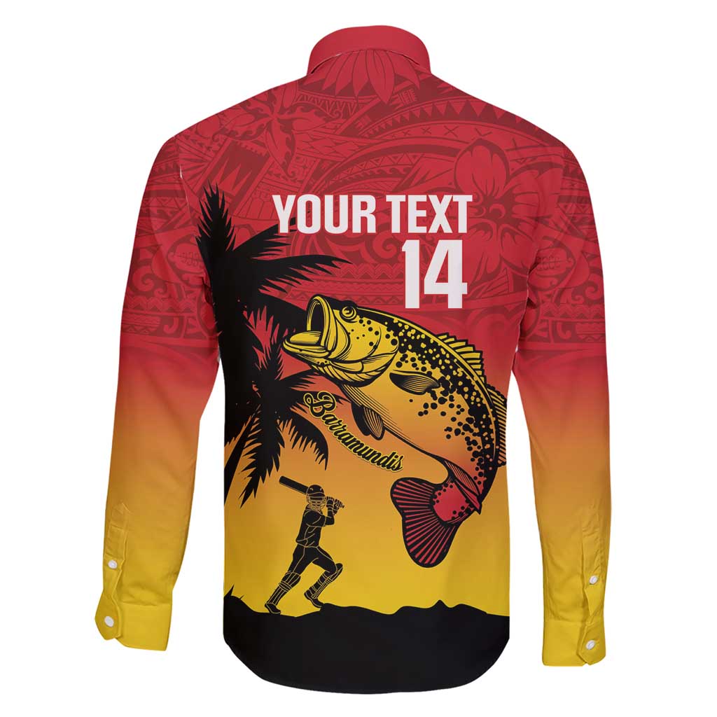 Custom Papua New Guinea Cricket Family Matching Short Sleeve Bodycon Dress and Hawaiian Shirt PNG Barramundis - Polynesian Pride