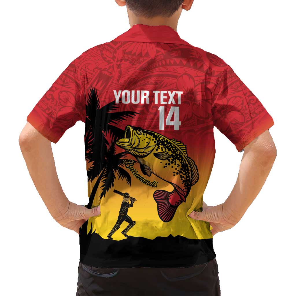 Custom Papua New Guinea Cricket Family Matching Summer Maxi Dress and Hawaiian Shirt PNG Barramundis - Polynesian Pride