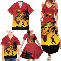 Custom Papua New Guinea Cricket Family Matching Summer Maxi Dress and Hawaiian Shirt PNG Barramundis - Polynesian Pride