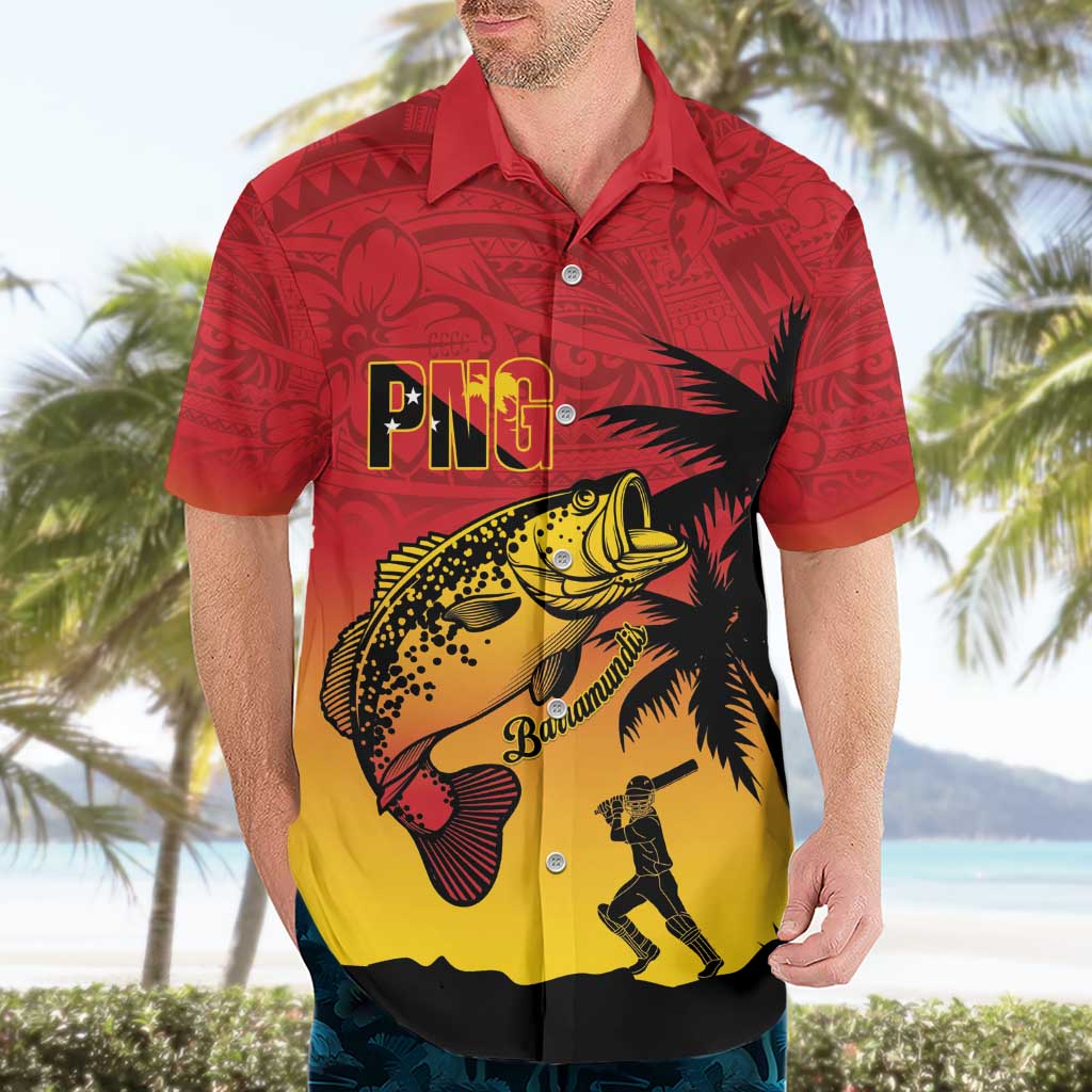 Custom Papua New Guinea Cricket Hawaiian Shirt PNG Barramundis - Polynesian Pride