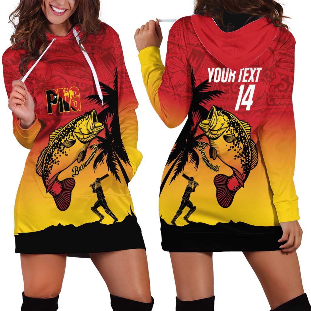 Custom Papua New Guinea Cricket Hoodie Dress PNG Barramundis - Polynesian Pride