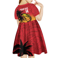 Custom Papua New Guinea Cricket Kid Short Sleeve Dress PNG Barramundis LT14 - Polynesian Pride