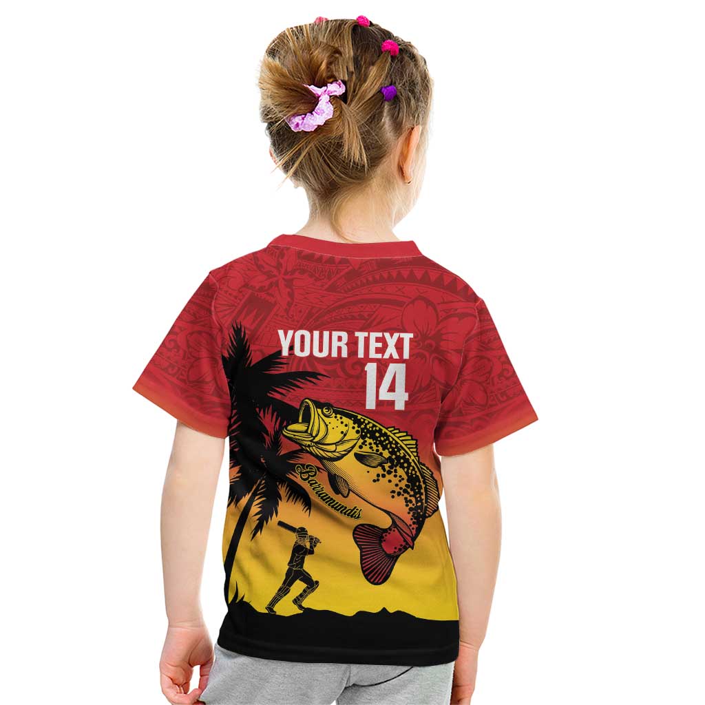 Custom Papua New Guinea Cricket Kid T Shirt PNG Barramundis - Polynesian Pride
