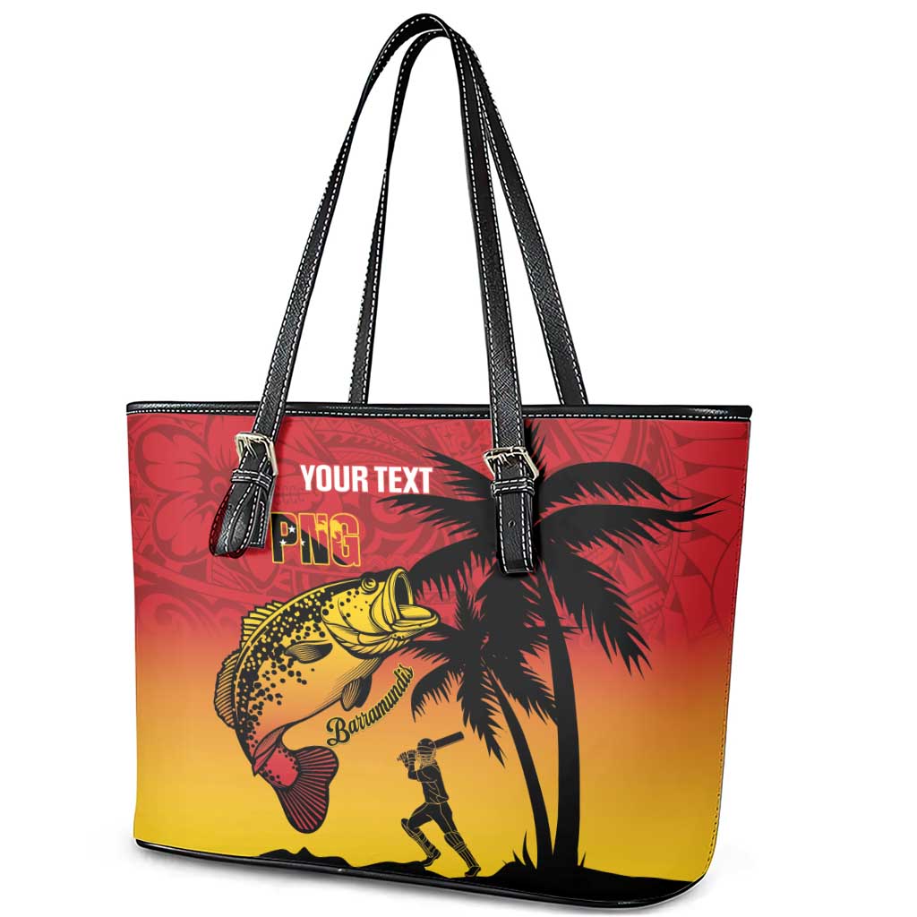 Custom Papua New Guinea Cricket Leather Tote Bag PNG Barramundis - Polynesian Pride