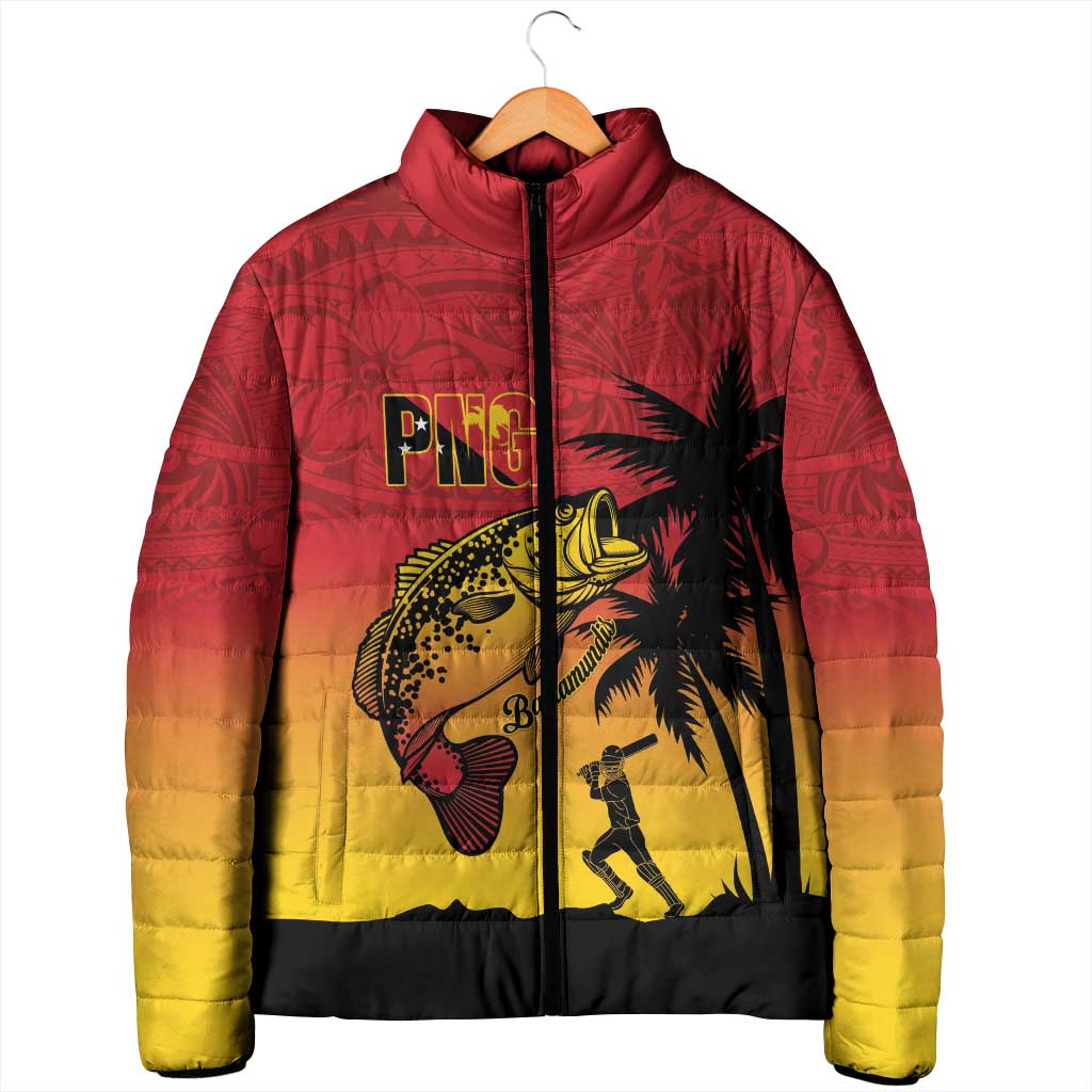 Custom Papua New Guinea Cricket Padded Jacket PNG Barramundis LT14 - Polynesian Pride
