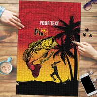 Custom Papua New Guinea Cricket Puzzle PNG Barramundis LT14 Red - Polynesian Pride