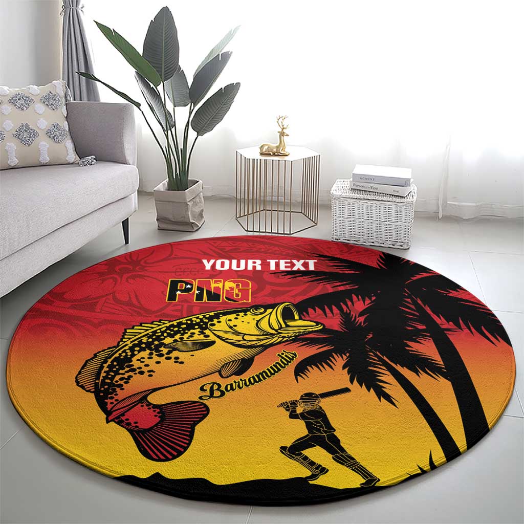 Custom Papua New Guinea Cricket Round Carpet PNG Barramundis - Polynesian Pride