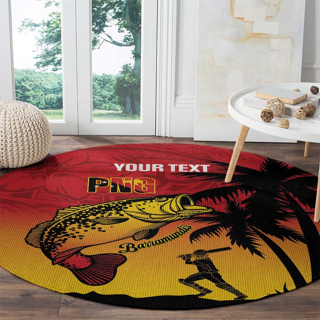 Custom Papua New Guinea Cricket Round Carpet PNG Barramundis - Polynesian Pride