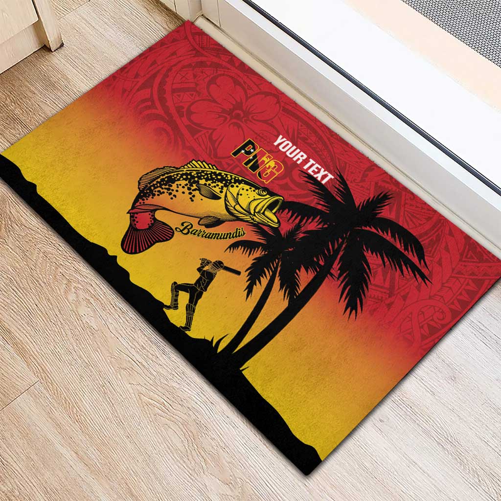 Custom Papua New Guinea Cricket Rubber Doormat PNG Barramundis - Polynesian Pride
